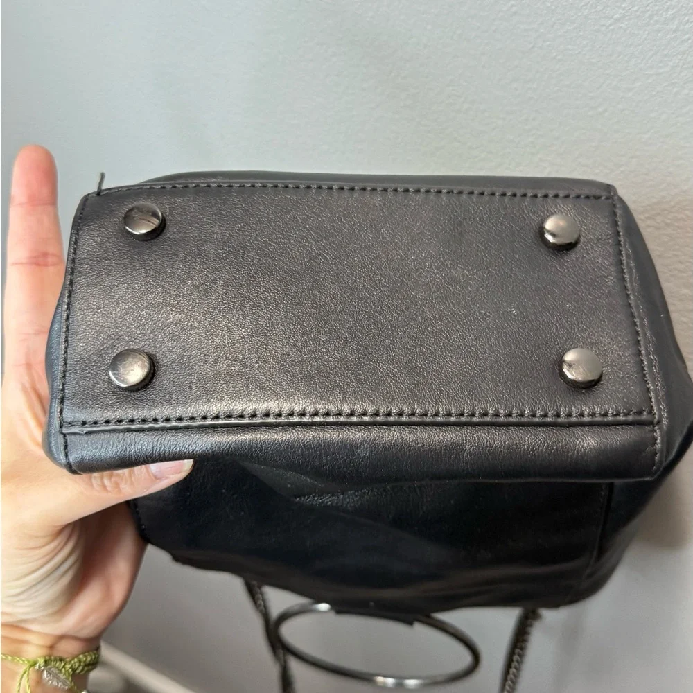 Thacker Black‎ Leather Ring Satchel Silver/Black Hardware
